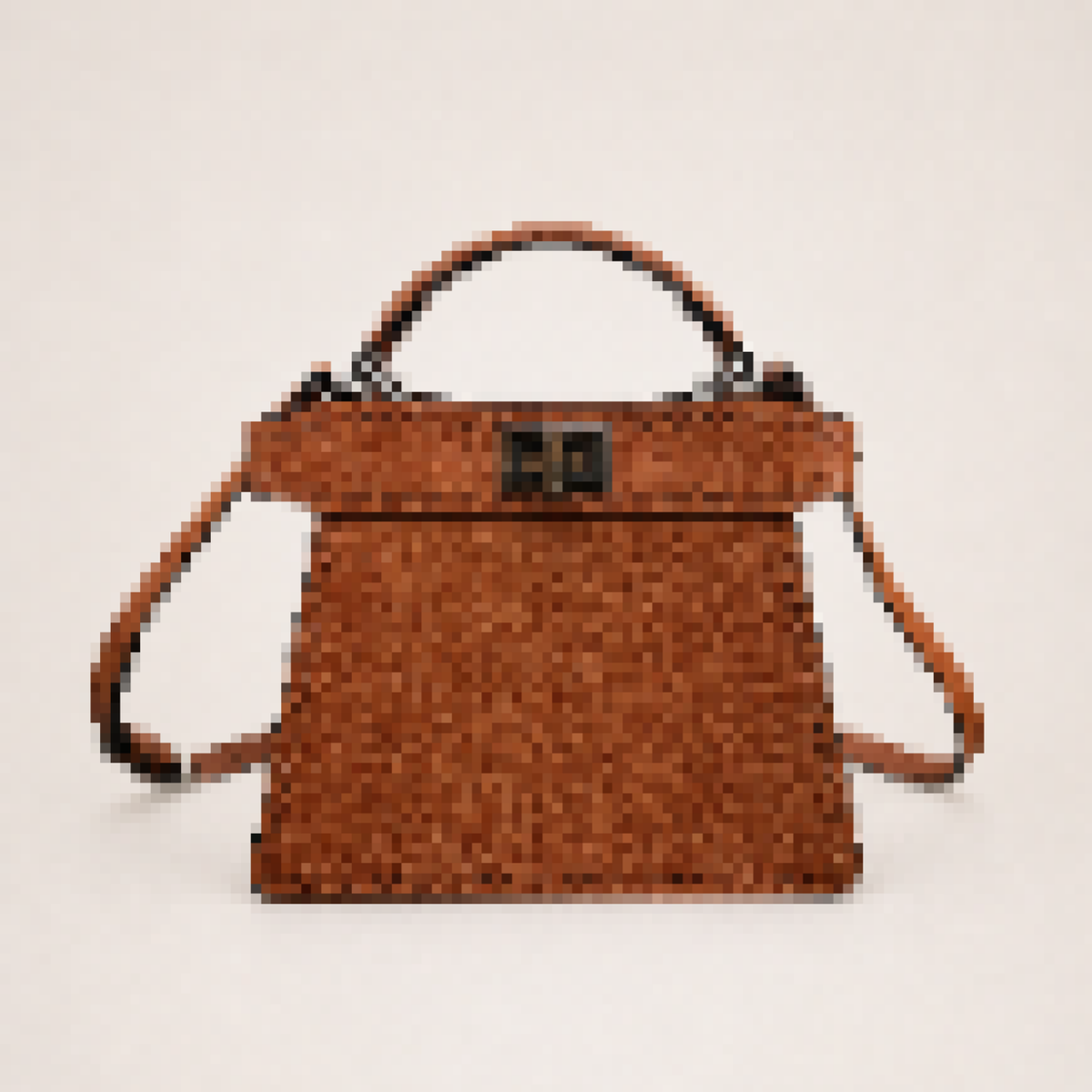 Mini Structured Leather Top Handle Bag with Turn-Lock Closure – Elegant Crossbody Satchel for Women