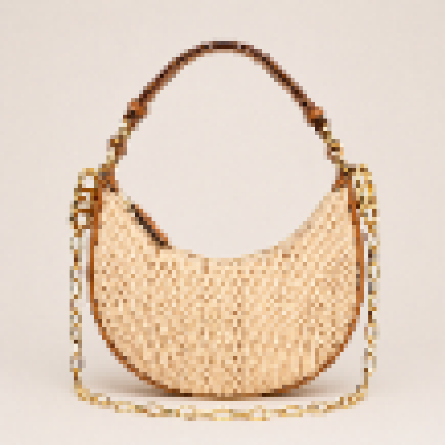 Luxury Crescent Woven Shoulder Bag with Gold Chain Strap – Minimalist Chic Hobo Purse