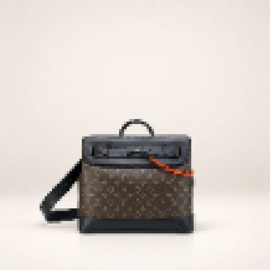 Men's Monogram Crossbody Bag – Structured Shoulder Briefcase with Classic Everyday Design