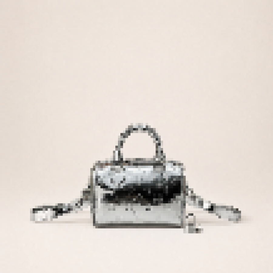 Metallic Monogram Mini Handbag – Women's Top Handle Crossbody Purse with Adjustable Strap