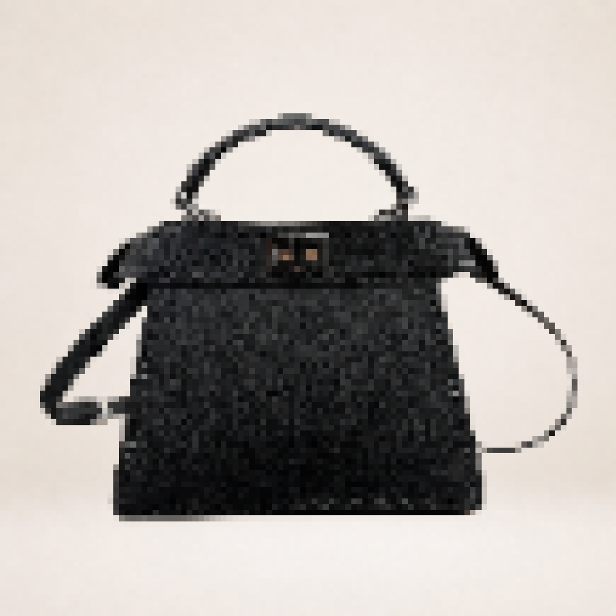 Mini Structured Leather Top Handle Bag with Turn-Lock Closure – Elegant Crossbody Satchel for Women