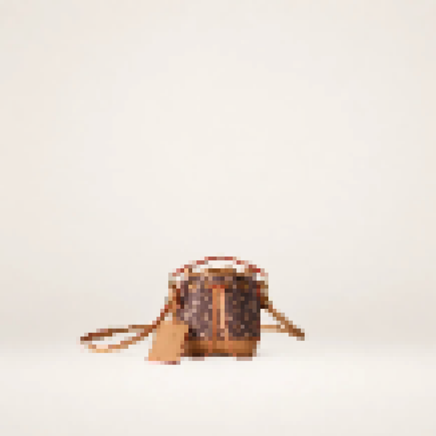 Monogram Mini Bucket Bag – Women's Drawstring Crossbody Purse with Removable Handle