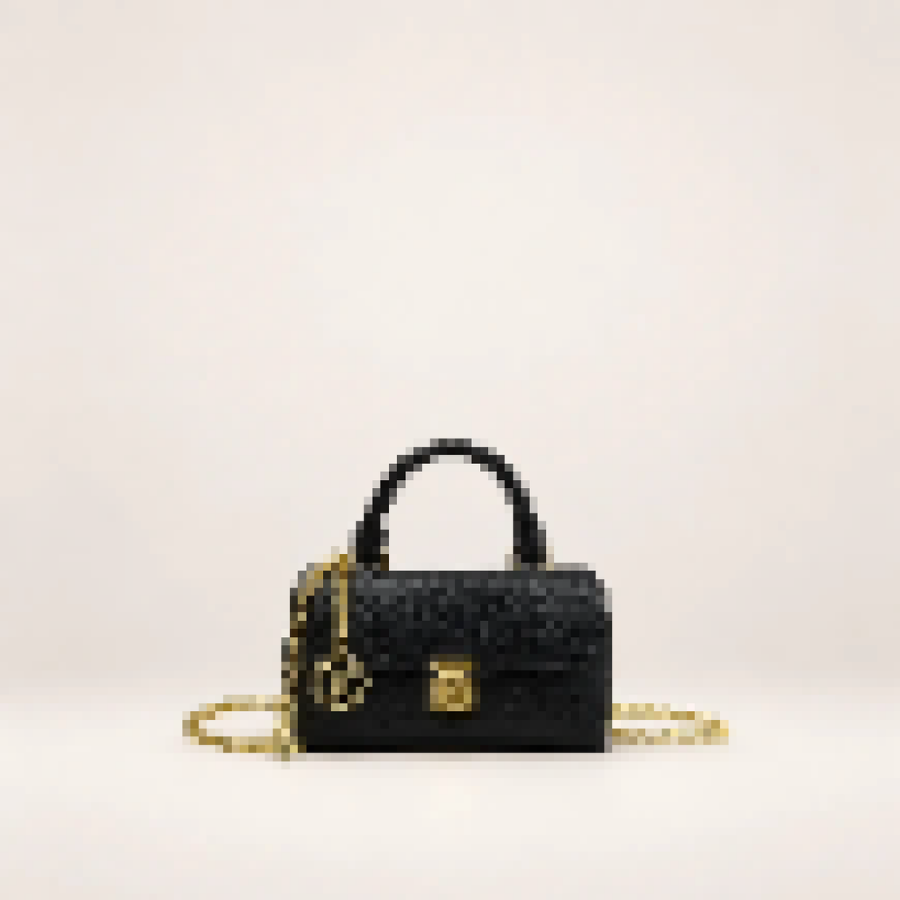 Monogram Mini Top Handle Bag – Women's Crossbody Purse with Chain Strap