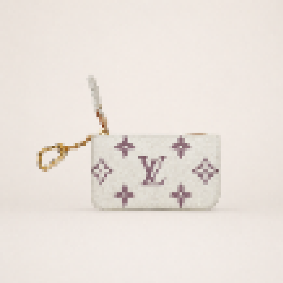 Compact Monogram Zip Coin Pouch Key Holder Wallet for Everyday Essentials