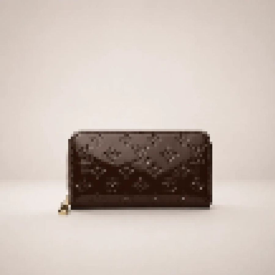 Luxury Embossed Leather Zip Wallet Clutch for Women – Slim Long Wallet with Multiple Compartments