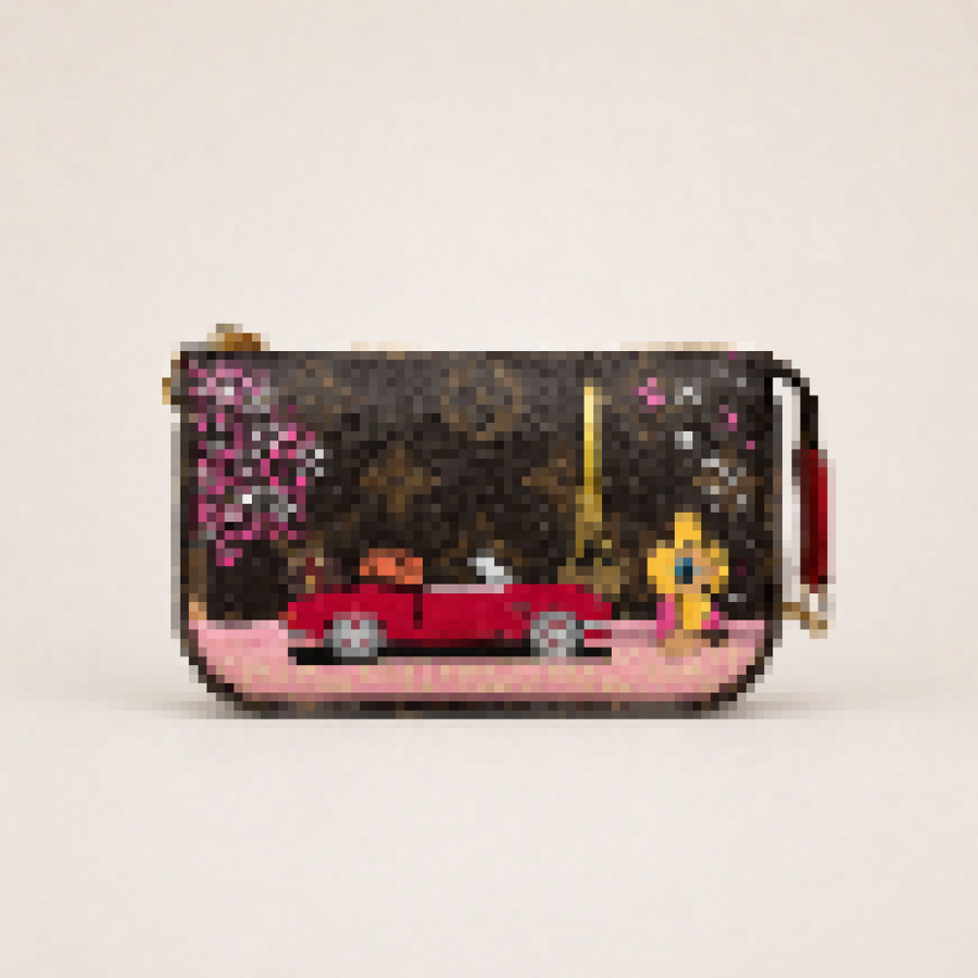 Artistic Cityscape Mini Wristlet Pouch with Zip Closure for Daily Carry