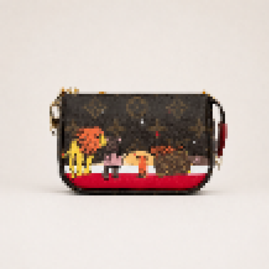 Artistic Cityscape Mini Wristlet Pouch with Zip Closure for Daily Carry