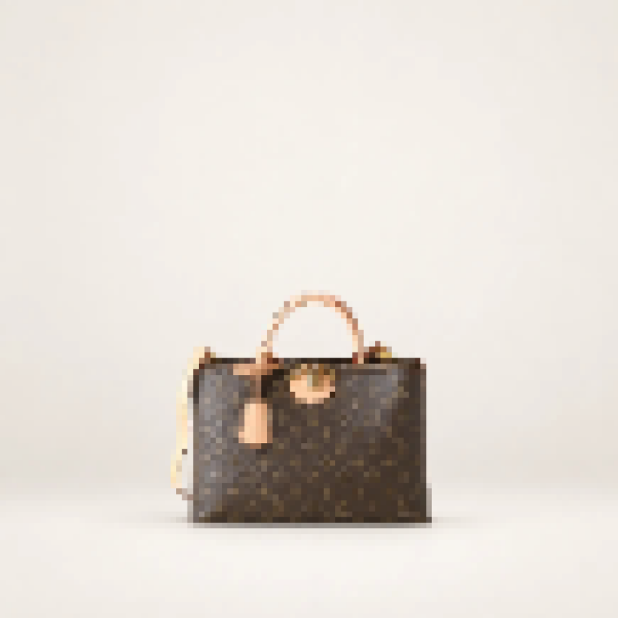 Monogram Canvas Tote Bag – Women's Structured Work Handbag with Zip Closure