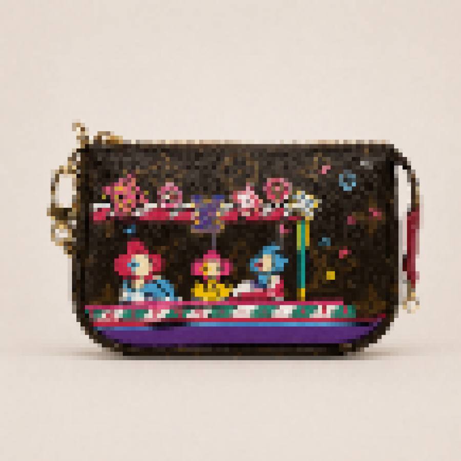 Artistic Cityscape Mini Wristlet Pouch with Zip Closure for Daily Carry