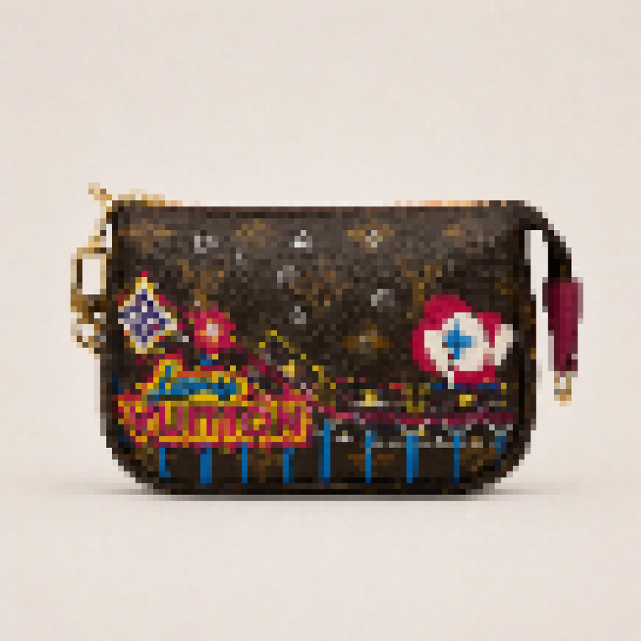 Artistic Cityscape Mini Wristlet Pouch with Zip Closure for Daily Carry