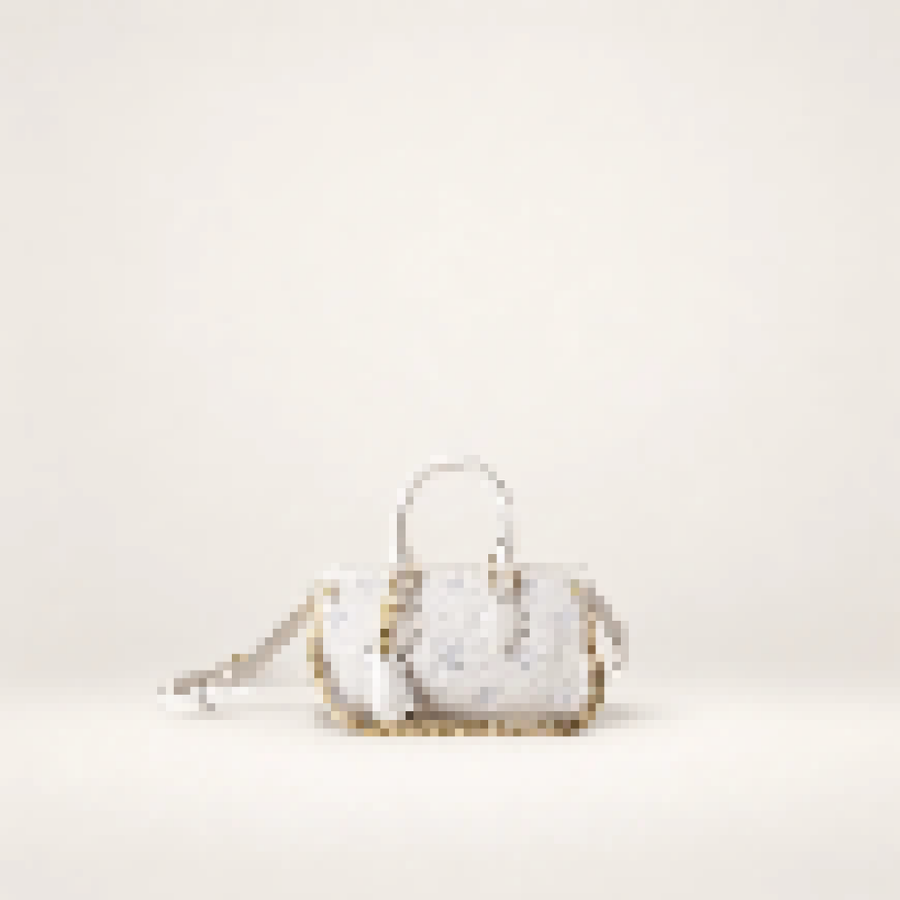 Bicolor Embossed Satchel Bag – Women's East-West Crossbody Handbag with Chain Strap