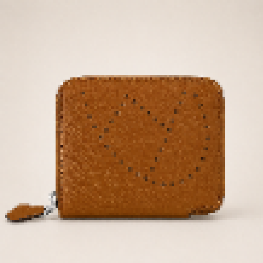Minimalist Perforated Leather Zip Wallet – Compact Everyday Card Holder for Men & Women