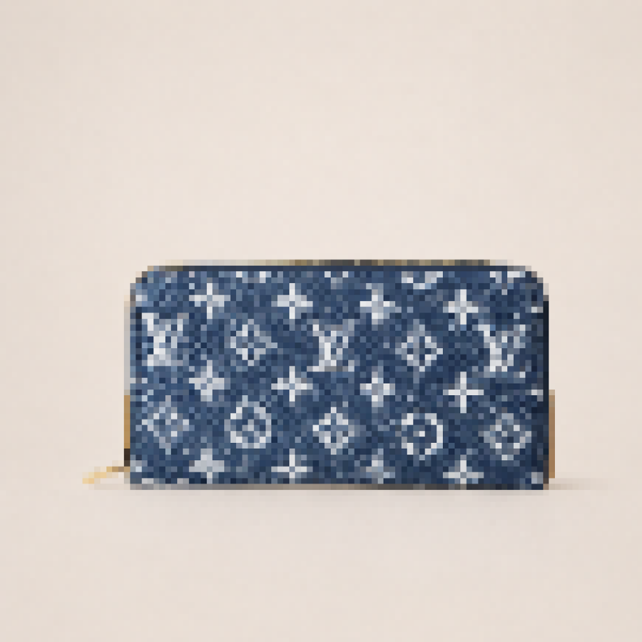Women’s Premium Denim Style Zip Around Wallet – Compact Long Wallet with Multiple Card Slots & Secure Closure