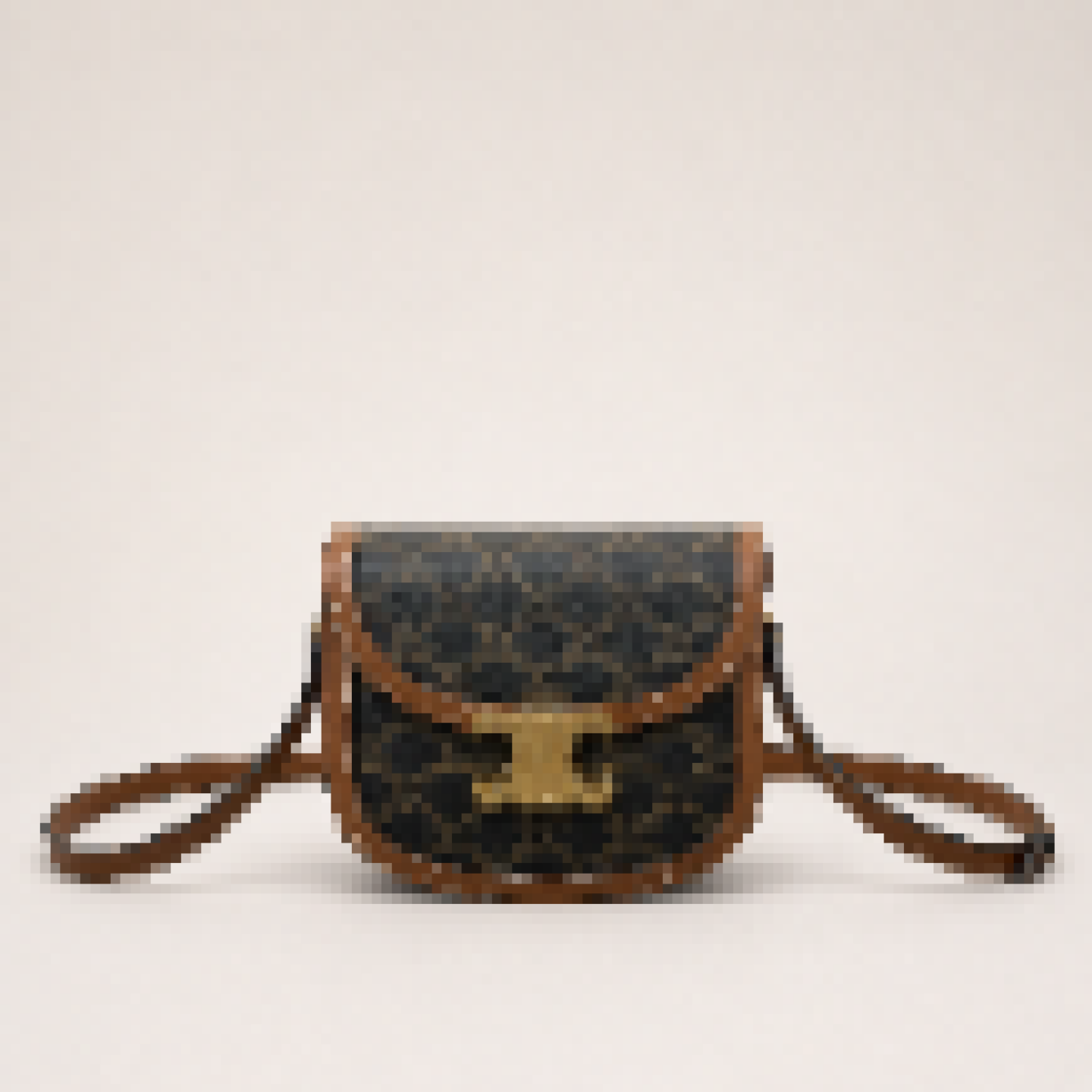 Mini Vintage-Inspired Saddle Crossbody Bag with Gold Statement Clasp – Elegant Compact Everyday Purse