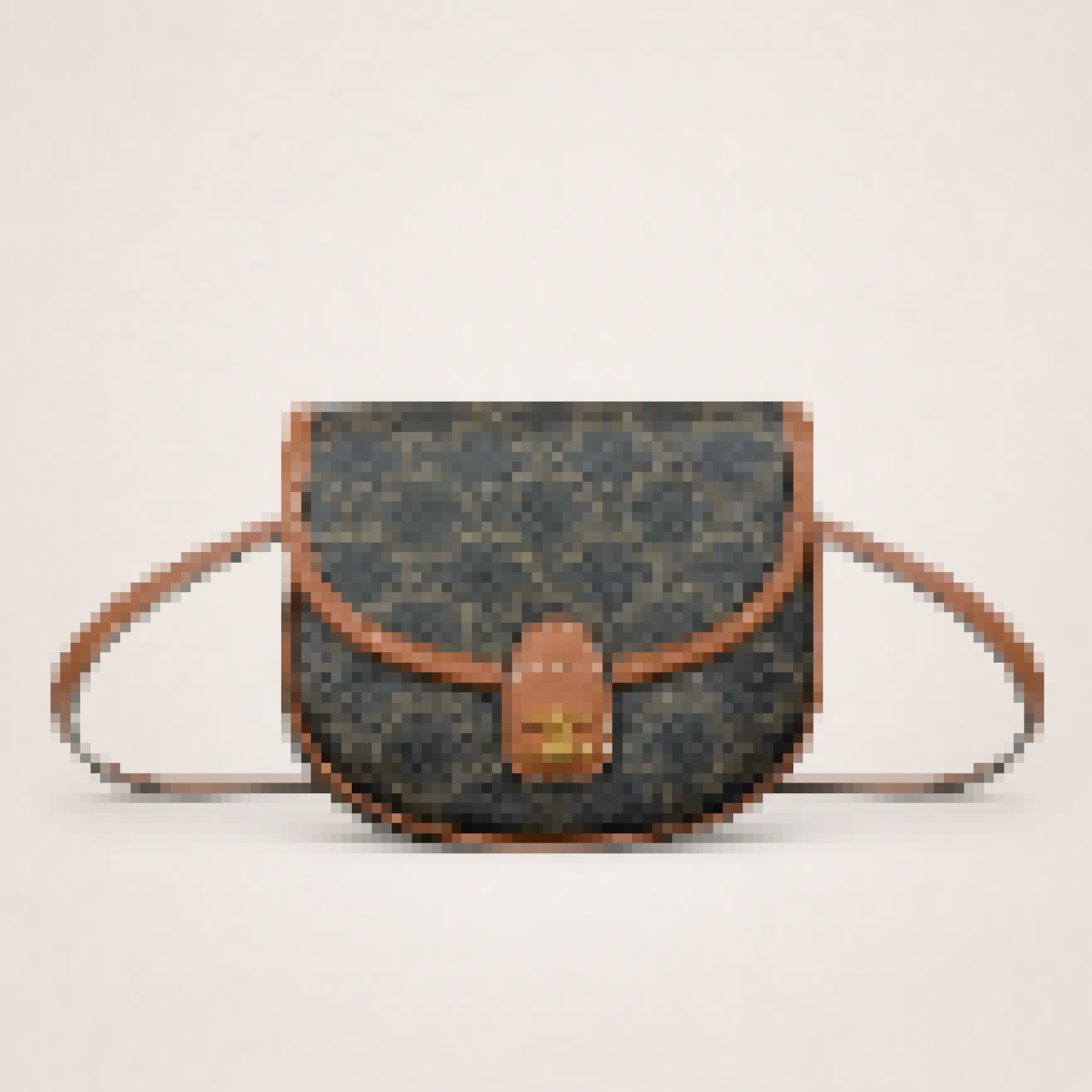 Mini Monogram Canvas Saddle Crossbody Bag with Leather Trim – Vintage-Inspired Flap Shoulder Purse