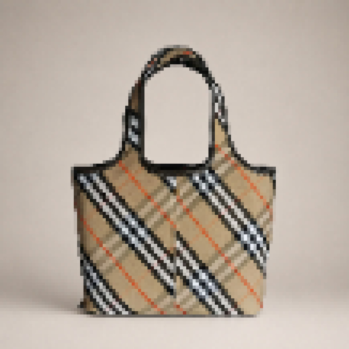 Compact Shoulder Tote Bag with Check Pattern for Everyday Carry