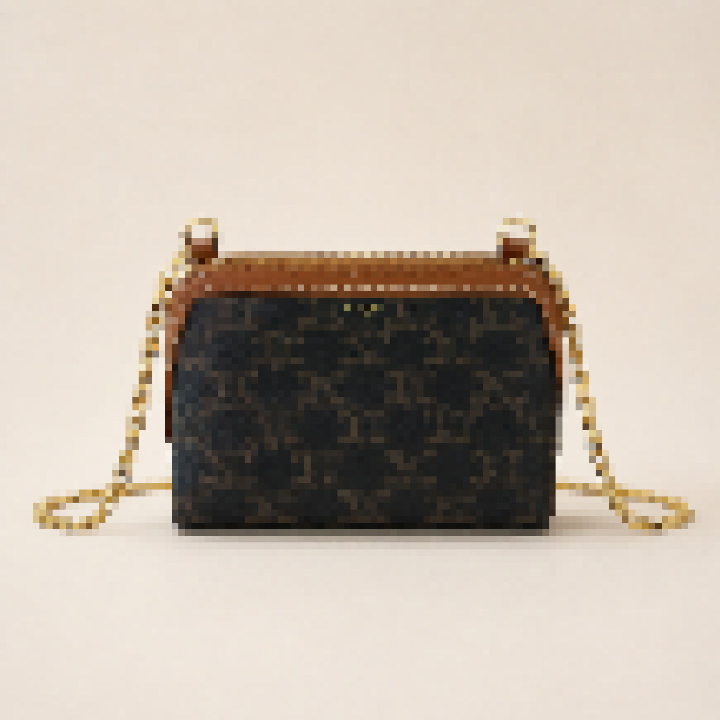 Monogram Canvas Chain Clutch with Faux Leather Trim