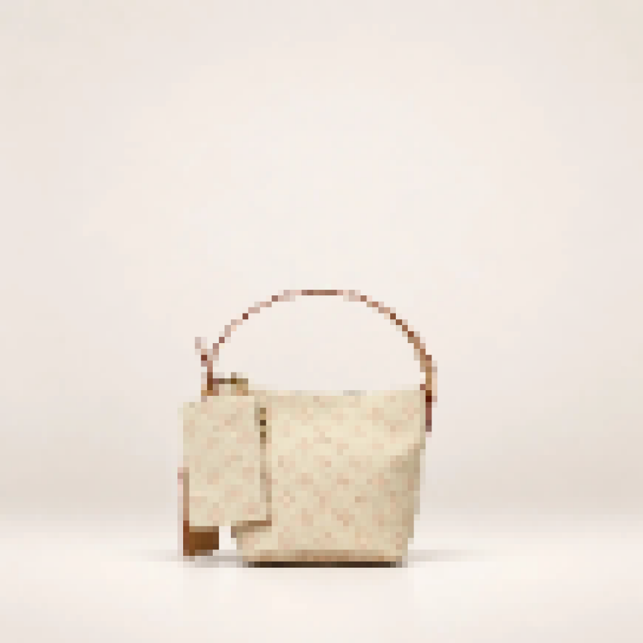 Printed Canvas Mini Handbag – Women's Top Handle Bag with Matching Pouch